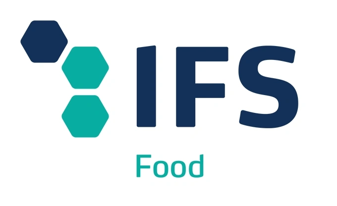 IFS Food Logo mit Hexagon-Symbolen und Text