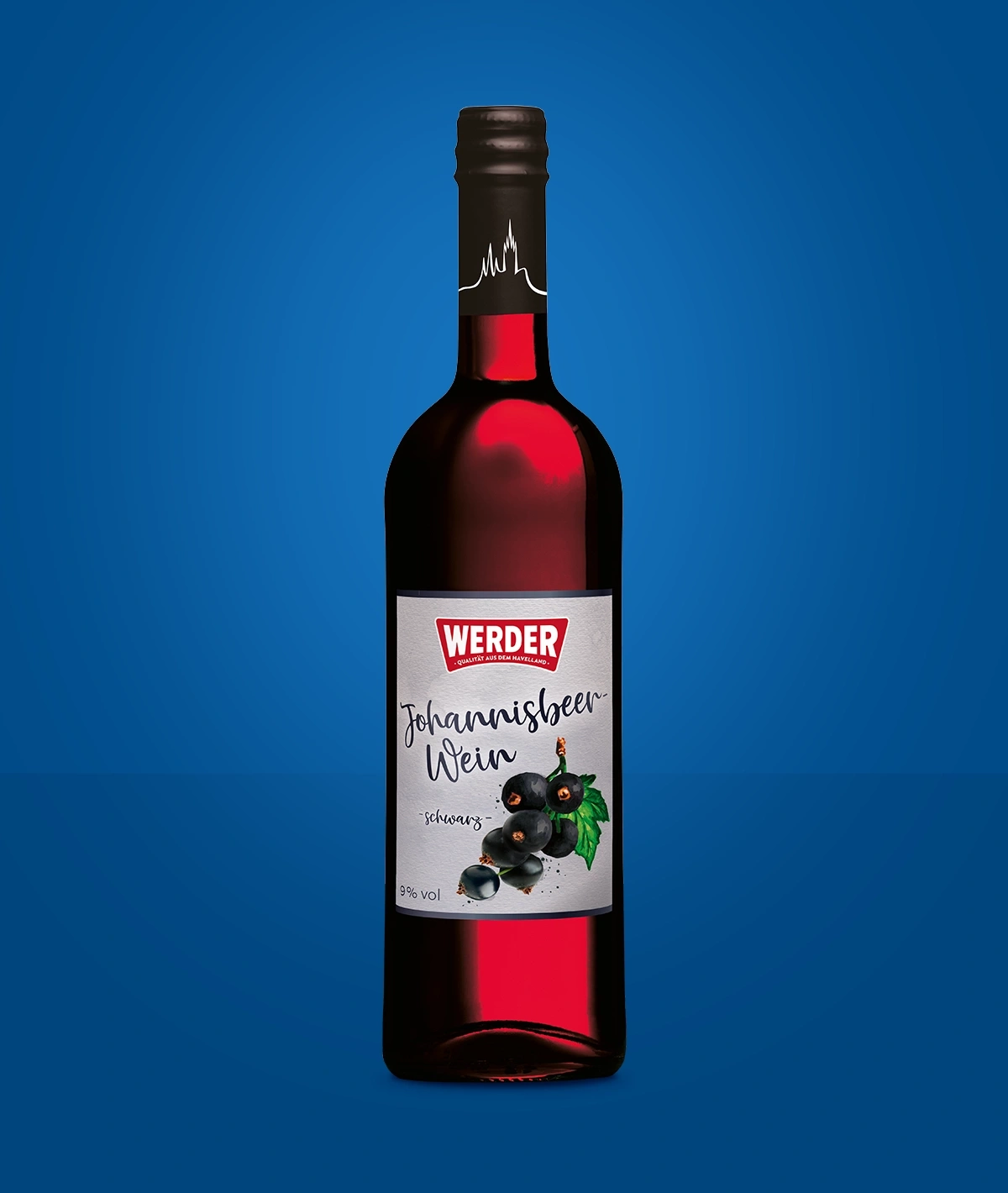 Flasche Johannisbeerwein schwarz von Werder mit 9% vol.
