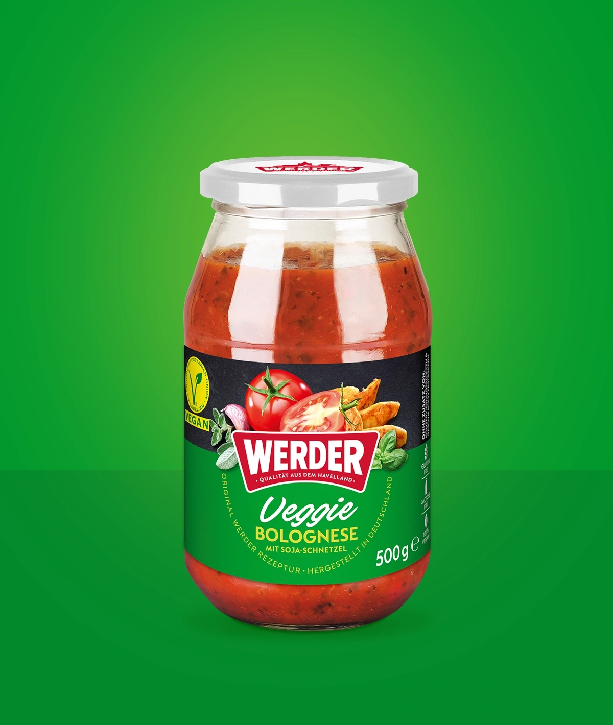 Werder Veggie Bolognese im Glas, vegan und ohne Zusatzstoffe.