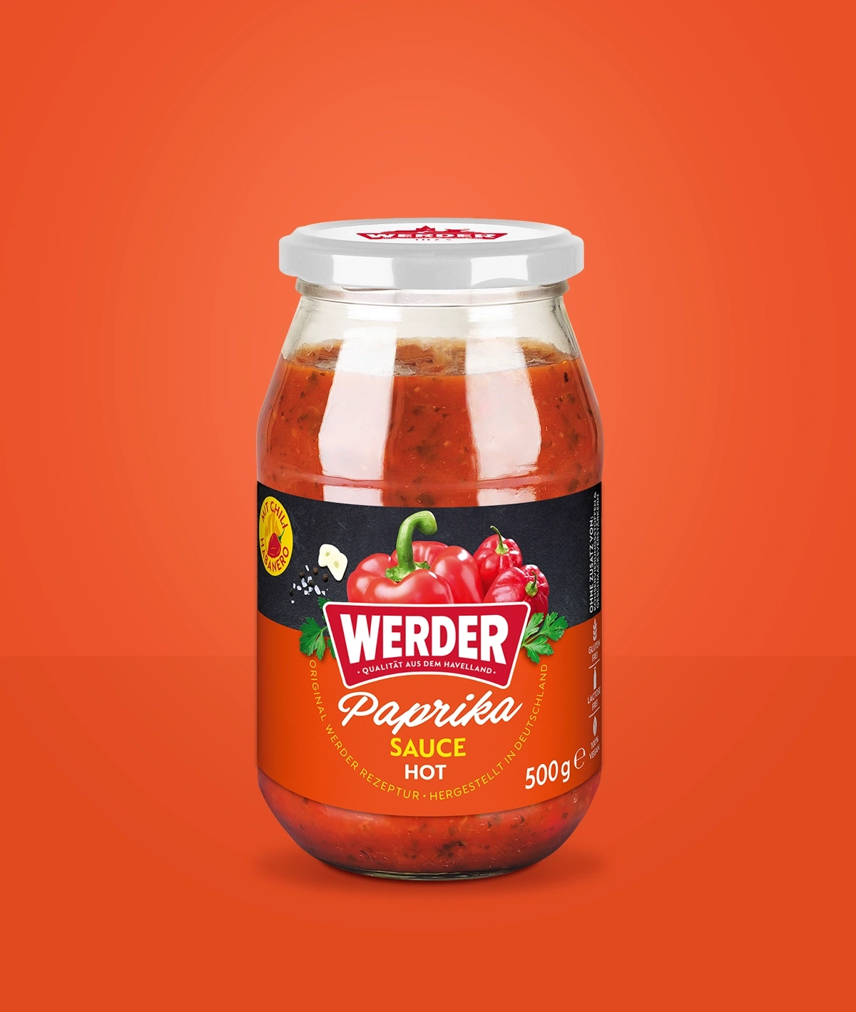 Werder Paprika Sauce Hot 500g Glas