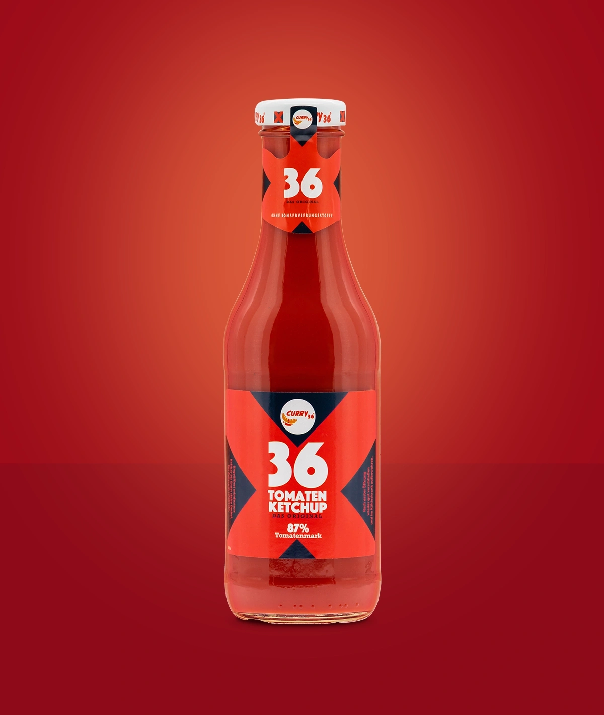 Flasche Tomaten Ketchup mit roten Etikett und der Nummer 36.