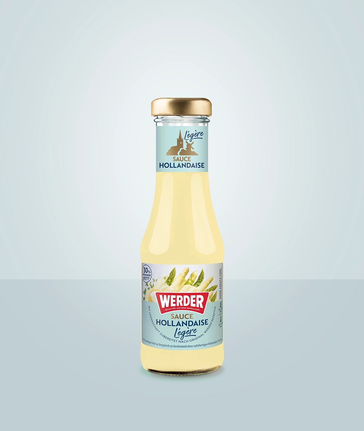 Flasche Werder Sauce Hollandaise légère mit Spargel