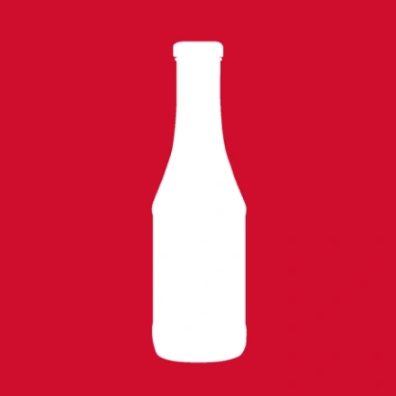 Weiße Flasche auf rotem Hintergrund. Minimalistisches Design.
